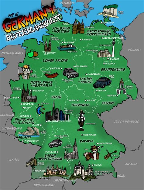 Large illustrated map of Germany | Germany | Europe | Mapsland | Maps of the World