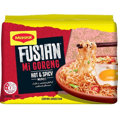 Maggi Fusian Mi Goreng Hot & Spicy Flavour Instant Noodles 5 Pack | Woolworths