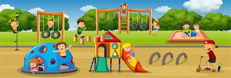 Children playing at playground 538930 Vector Art at Vecteezy