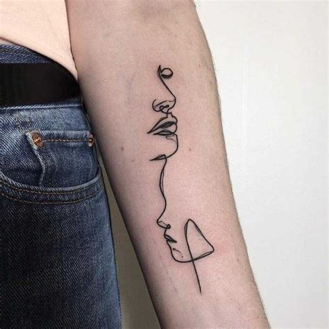 Sketchy face silhouettes tattoo - Tattoogrid.net