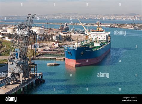 La Goulette, Tunisia, a ship in the commercial port of La Goulette ...