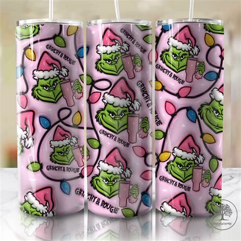 3D Inflated Christmas 20 Oz Skinny Tumbler Png, Pink Xmas Lights Png ...