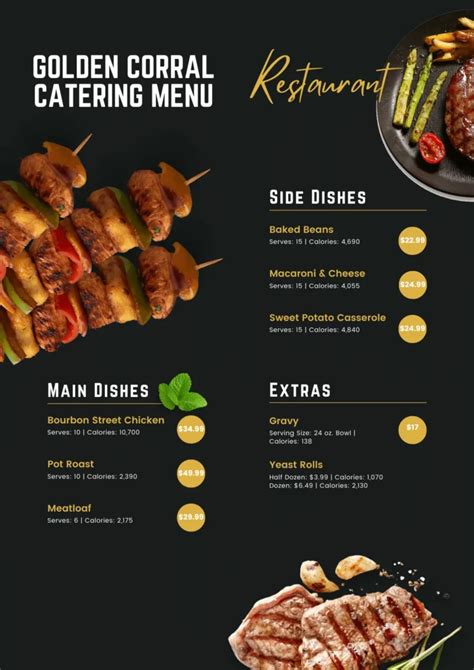 Golden Corral catering menu with prices 2025