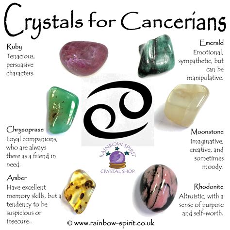 Birthstones for Cancerians and the Cancer star sign, a crystal set by Rainbow Spirit crystal ...