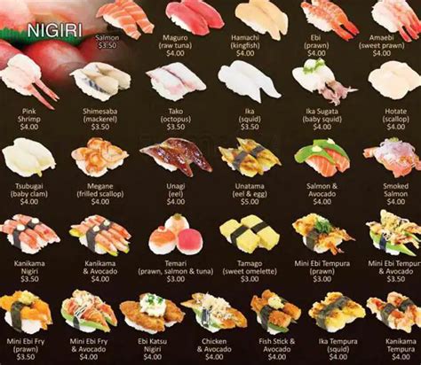 Sushi Train Menu, Menu untuk Sushi Train, Victoria Point, Brisbane ...