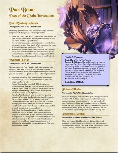 Contractual Benefits: New Pact of the Chain Eldritch Invocations (Updated): UnearthedArcana in ...