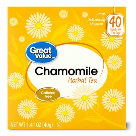 (4 pack) Great Value Chamomile Herbal Tea Bags, 1.41 oz, 40 Ct ...