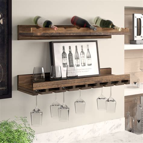 Trent Austin Design® Berlyn Solid Wood Wall Mounted Wine Bottle & Glass Rack & Reviews | Wayfair