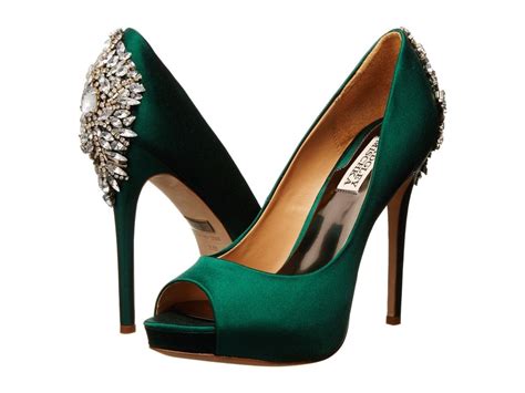 Badgley Mischka - Kiara (Emerald Green Satin) | Emerald shoes, Green ...