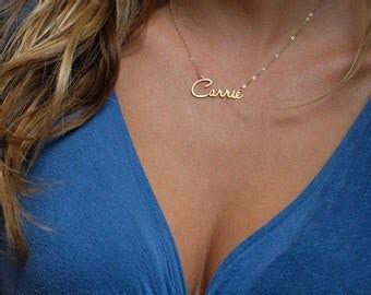 18k Gold Tiny Name Necklace Solid Gold Name Necklace Tiny