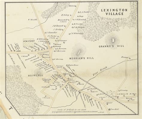 Rare 1853 plan of Lexington, Massachusetts by Henry F. Walling - Rare & Antique Maps