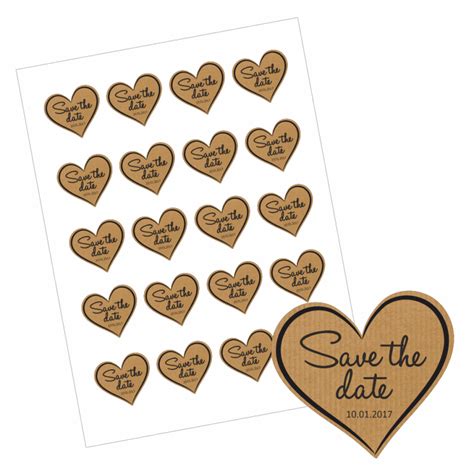 Save the Date Heart Stickers