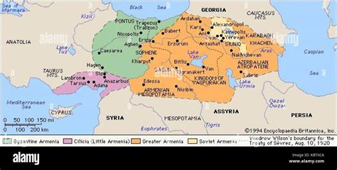 Map of Historical Armenia by Britannica 1994 Stock Photo - Alamy