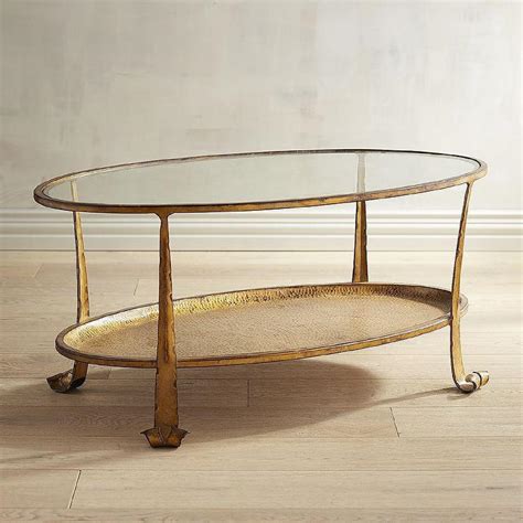 Oval Gold Metal Coffee Table - Coffee Table Design Ideas