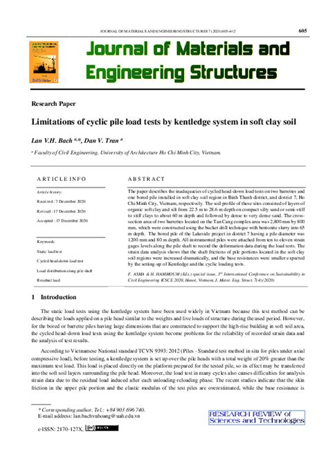 (PDF) Limitations of cyclic pile load tests by kentledge system in soft clay soil | LAN BACH VU ...