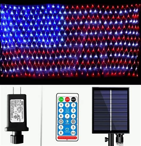 American Flag Lights Solar Outdoor LED Solar String Lights | Etsy