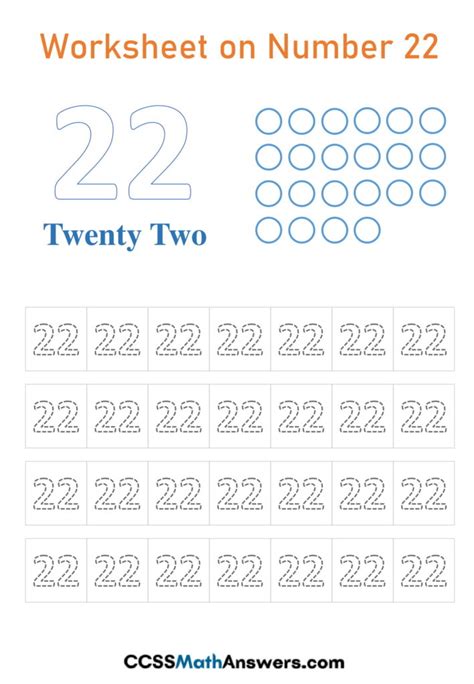 Worksheet on Number 22 | Free Printable Number 22 Tracing, Counting, Activity Worksheets for ...