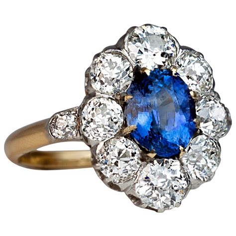 Antique Sapphire Diamond Engagement Ring at 1stDibs