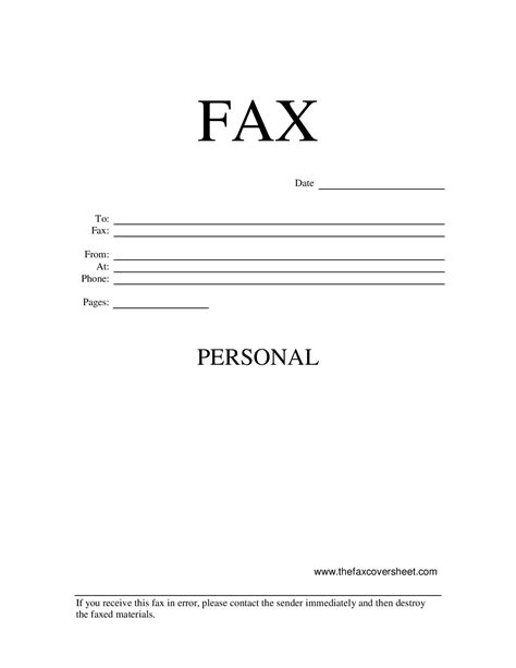 Free Personal Fax Cover Sheet PDF Template - Download Now