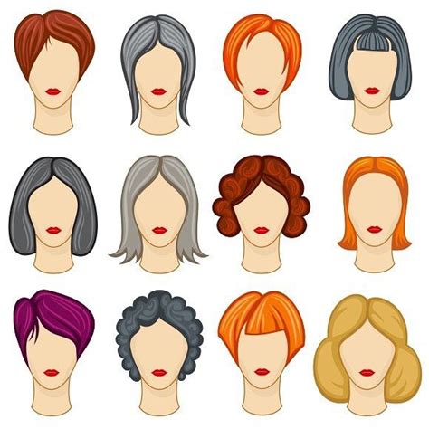 Womens cartoon hairstyle set #hairstyle | Hair vector, Cartoon hair ...