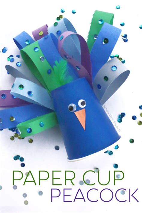 Peacock Paper Cup Art and Craft | School Time Snippets