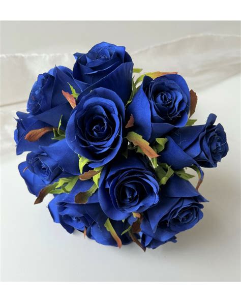 NAVY BLUE ROSES WEDDING FLOWERS BOUQUET ARTIFICIAL PRE MADE ROSE POSY ...