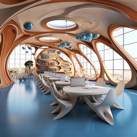 Free Photo | Futuristic view of school classroom with state-of-the-art architecture