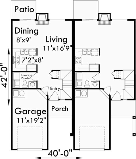 Two Story Duplex House Plans, 4 Bedroom Duplex Plans, Duplex Plan