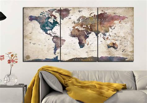 World Map Canvas Art Panelsworld Map Wall Artworld Map - Etsy | Map ...