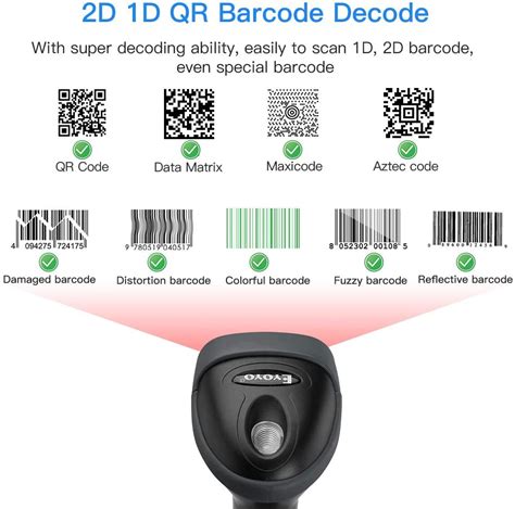Eyoyo EY-H2 Handheld USB 2D Barcode Scanner QR PDF417 Data Matrix 1D Bar Code Scanner Wired ...