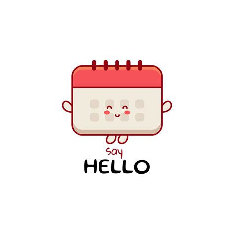 Cute funny calendar character. Vector hand drawn cartoon mascot ...