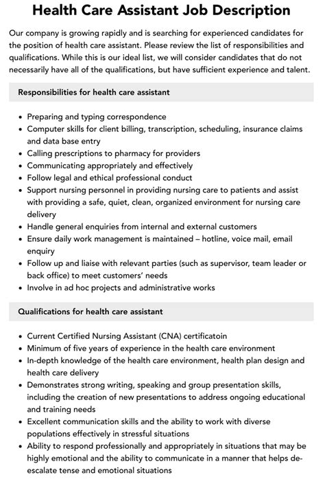 Health Care Assistant Residential Home Job Description | Review Home Co