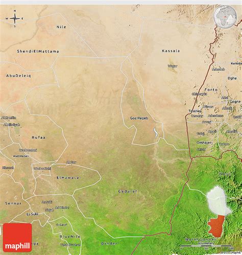 Satellite 3D Map of Kassala