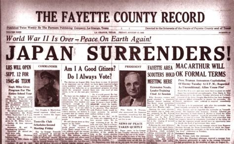 The Record Headline said it all 75 Years Ago Today: ‘JAPAN SURRENDERS! World War II is Over ...