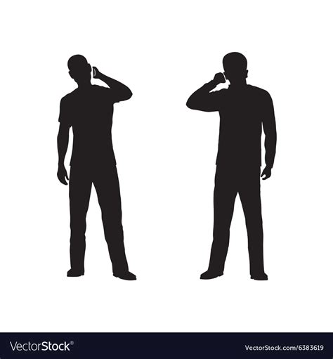 Black silhouette of the person with phone Vector Image