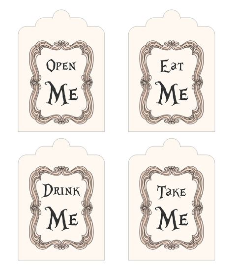 Alice in Wonderland Drink Me Tags Printable | Alice in wonderland tea party birthday, Alice tea ...