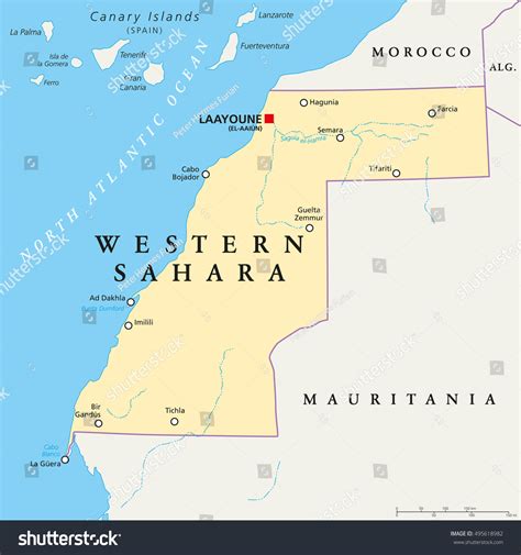 Western Sahara Map Capital Laayoune National Stock Vector (Royalty Free ...