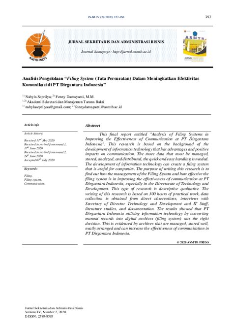 (PDF) Analisis Pengelolaan “Filing System (Tata Persuratan) Dalam Meningkatkan Efektivitas ...