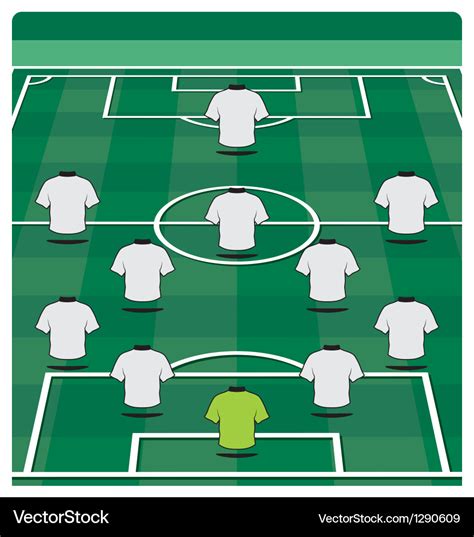 Soccer field layout with formation Royalty Free Vector Image