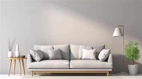 Premium AI Image | Stylish scandinavian interior of living room with design grey sofa ...