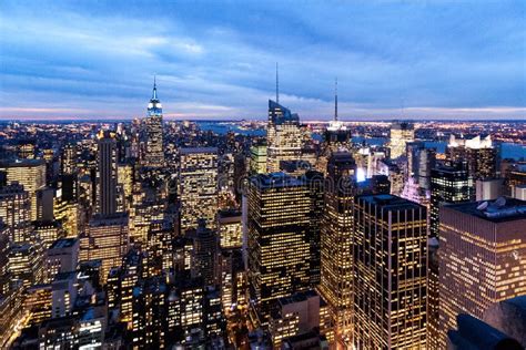 Night View from Rockefeller Center Stock Photo - Image of dark, cloudy ...