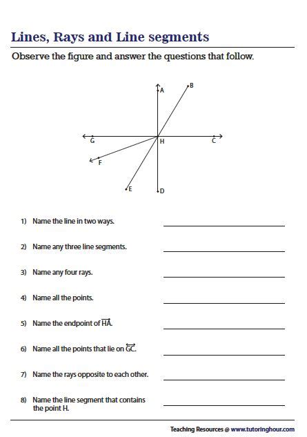 Lines, Rays and Line Segments Worksheets | Geometry worksheets ...