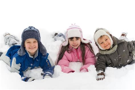 Kids Playing in the Snow stock photo. Image of child, contentedly - 1827522