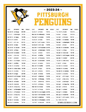 Printable 2023-2024 Pittsburgh Penguins Schedule