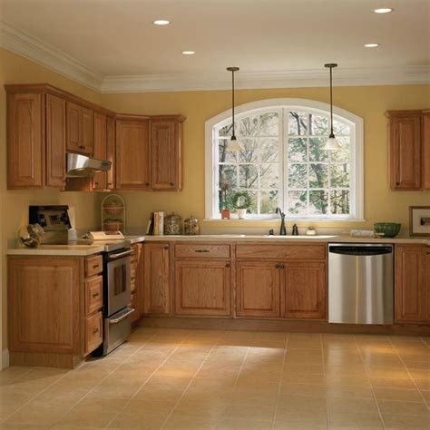 Hampton Bay of Home Depot Kitchen Cabinets - EeHz | Oak kitchen cabinets wall color, Home depot ...