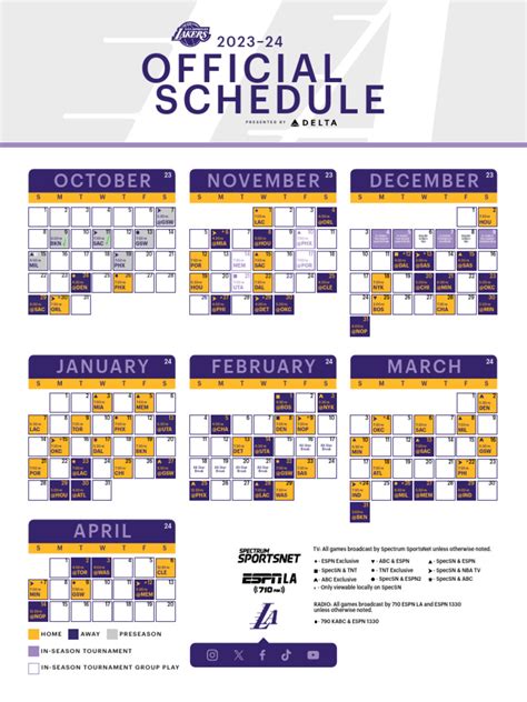 Lakers Schedule | PDF | Entertainment | Broadcasting Companies Of The ...