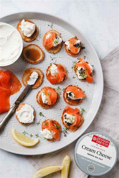 Homemade blinis with cream cheese and smoked salmon — Baking Martha