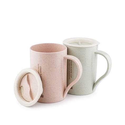 Straw Material Mug Plastic Coffee Tea Mugs Travel Mugs With Lid ...