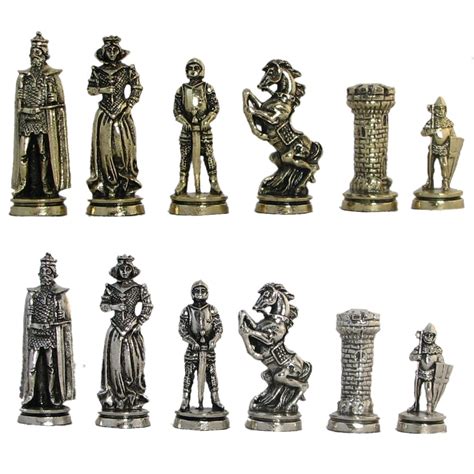 Medieval Metal Chess Pieces - This small medieval chess set features ...