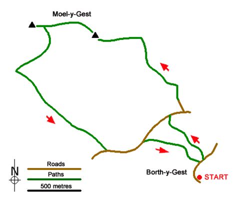 Moel-y-Gest from Borth-y-Gest | walk route map